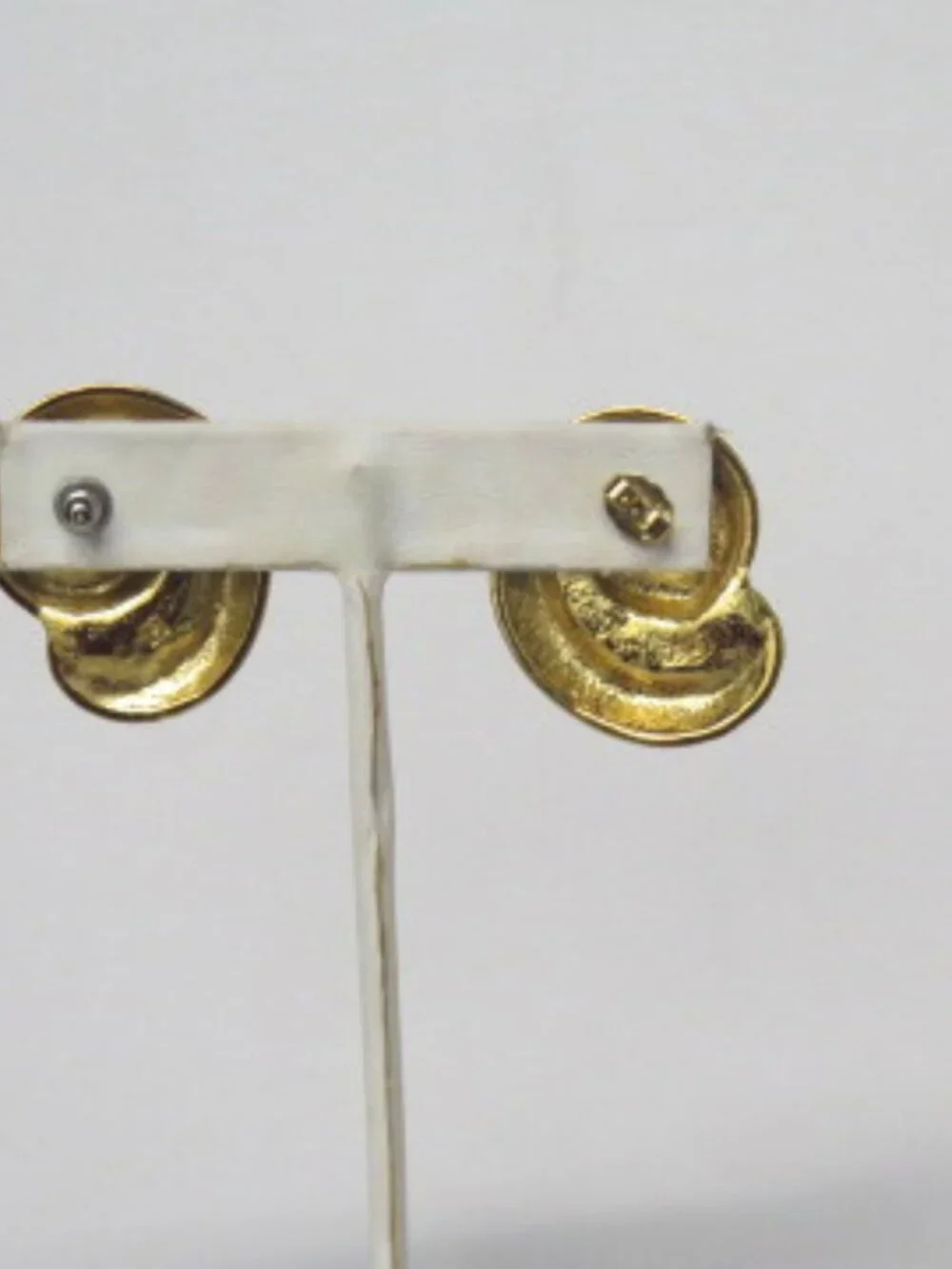 Vintage Gold Tone Coral Enamel Spiral Swirl Statement Earrings